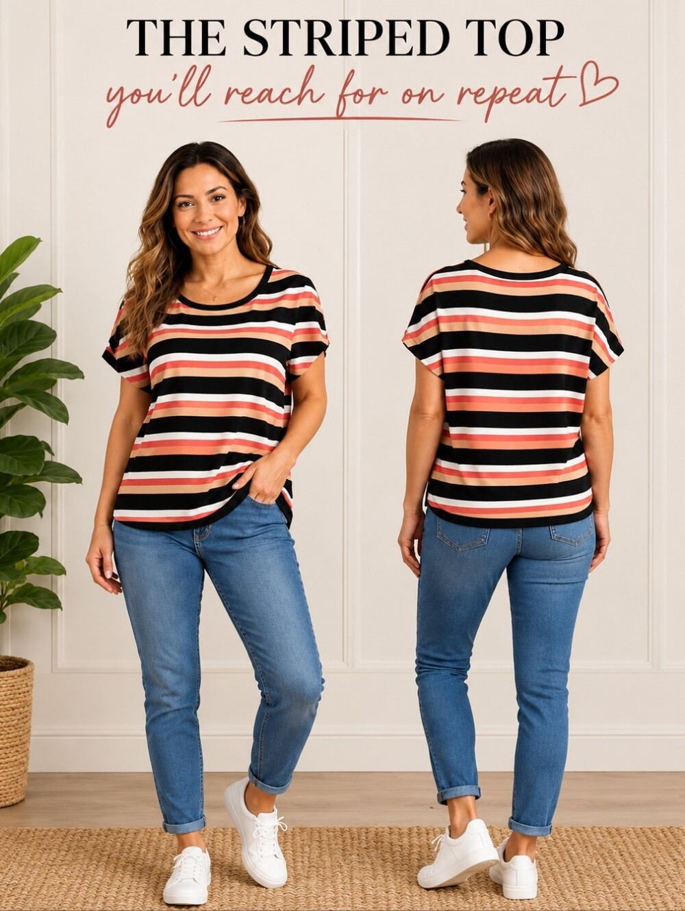 Lane Bryant Vibrant Striped Short Sleeve Top 26/28 Plus Size EUC